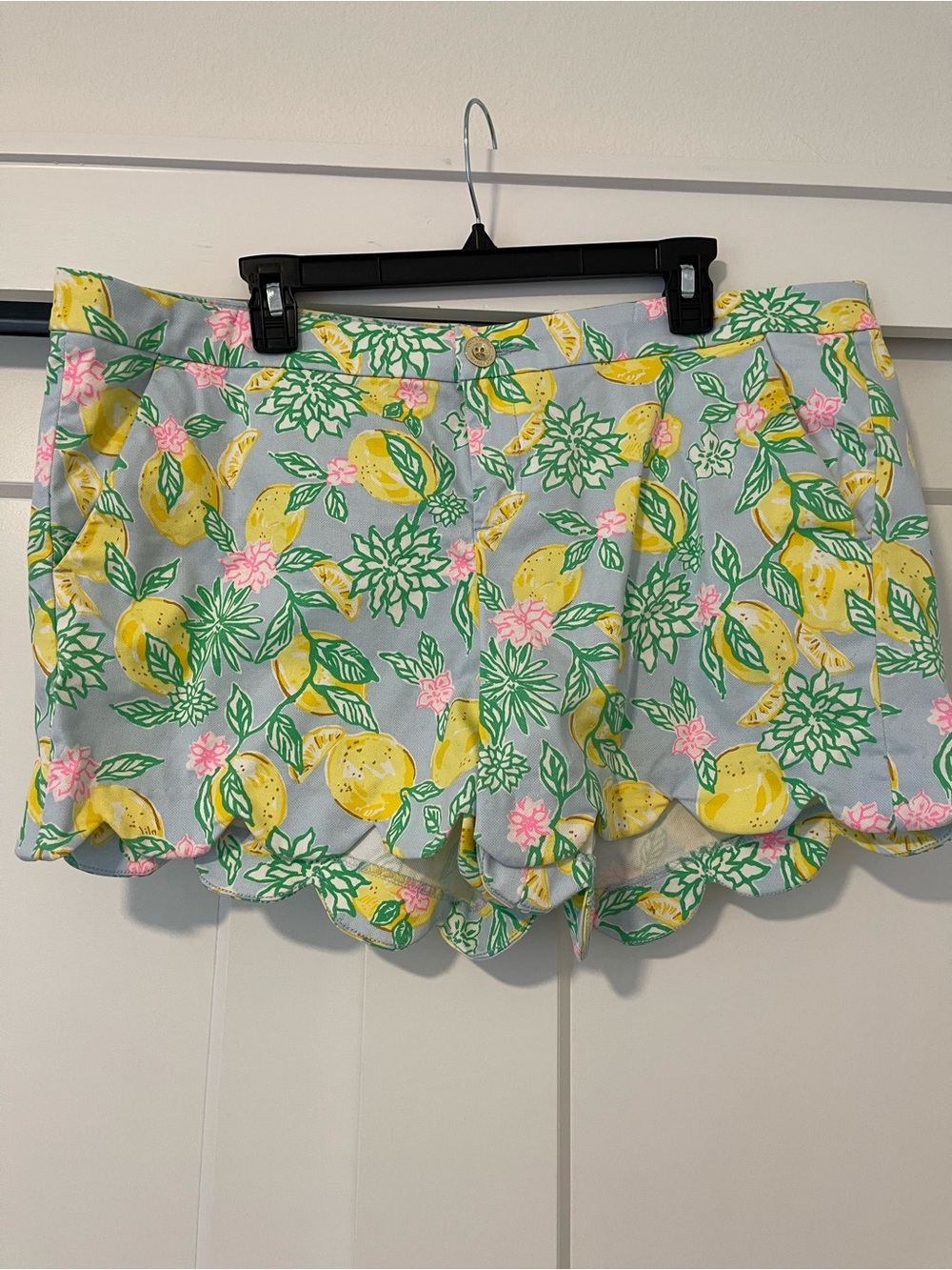 Lilly Pulitzer Lemon Floral Scallop Hem Shorts - Yellow, Green & Pink